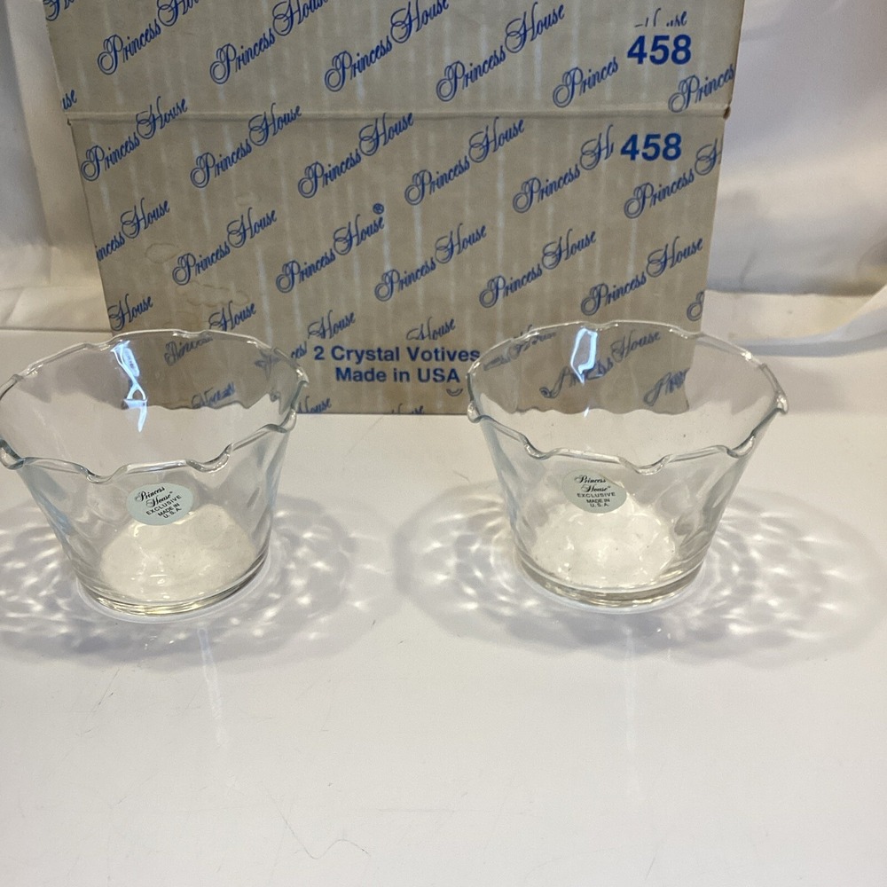 Princess House Set Of 2 Crystal Votive Candle Holders New In Box